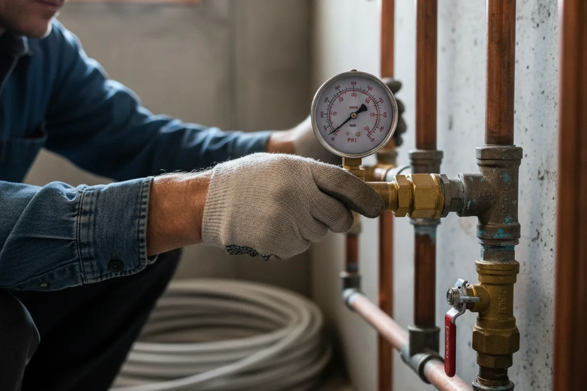 Pressure testing a repaired line during Water Line Repair in Wimberley